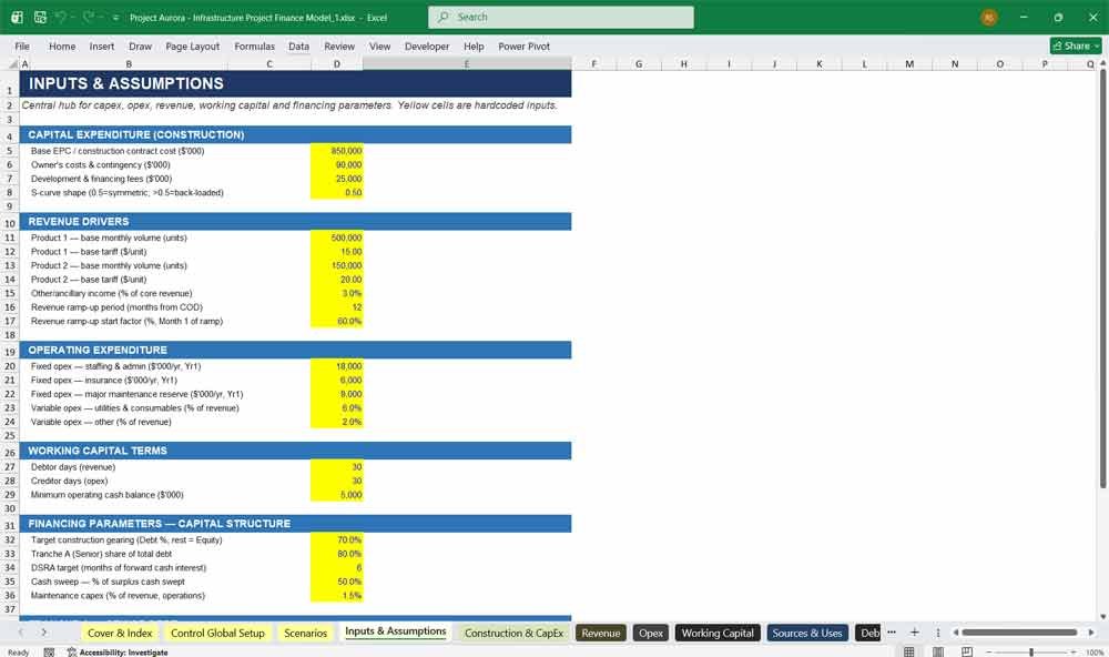 Infrastructure Project Financial Model