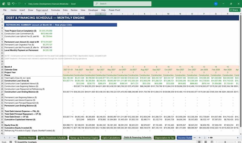 Data Centre Construction Financial Model