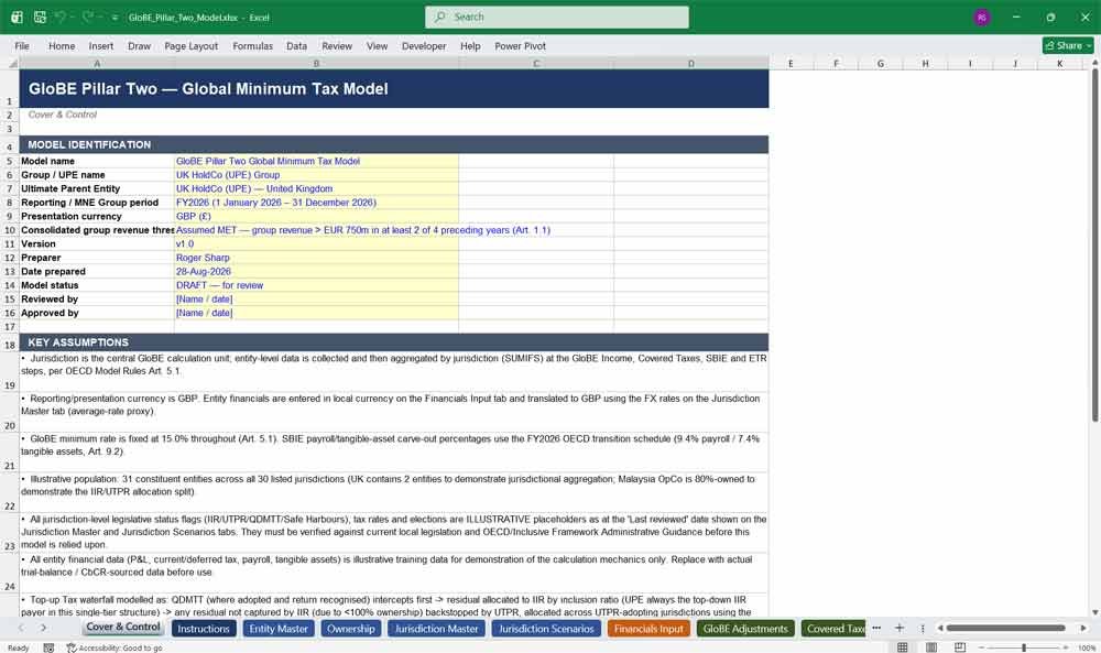 GloBE Pillar Two Global Minimum Tax Model Template