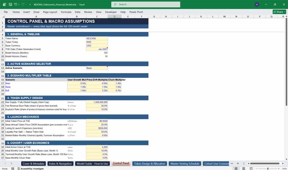 Tokenomics & Web3 Token Launch Financial Model Template