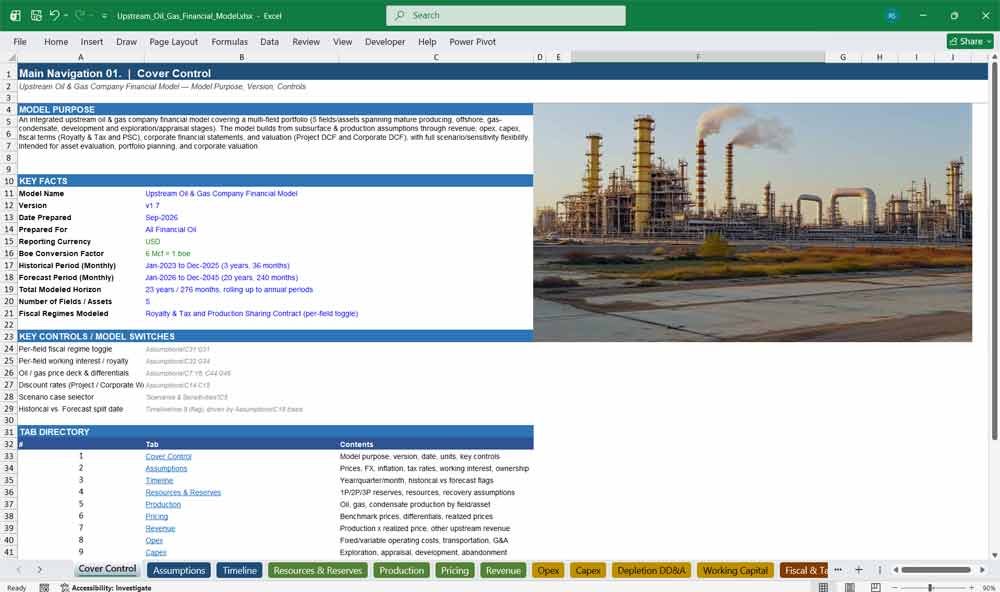 Upstream Oil & Gas Financial Model (Excel Template)