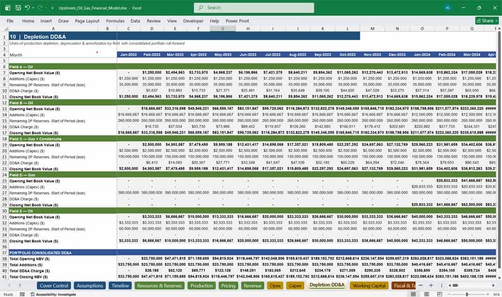 Upstream Oil & Gas Financial Model (Excel Template)