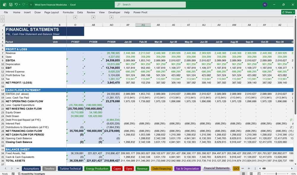 Wind Farm Financial Model Excel