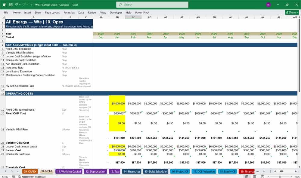 Wte Plant OPEX Template