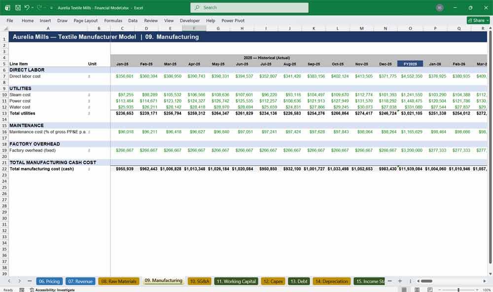 Textile Manufacturer DCF Financial Model