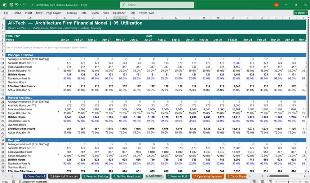 Architecture Firm Financial Model Excel