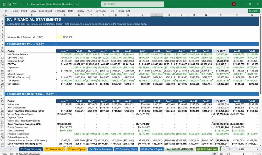 Bulk Tanker Charter Financial Model Template Excel