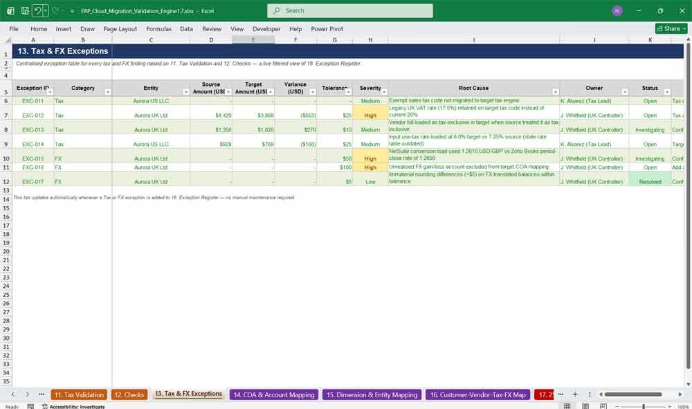 ERP Cloud Data Migration Tool, Excel Trial Balance & Subledger Validation Engine