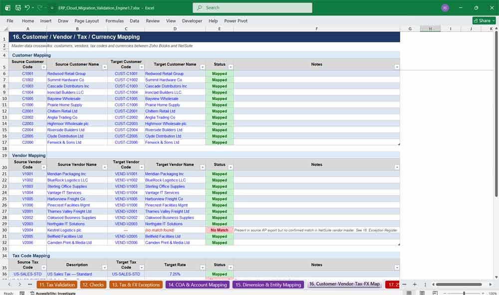 Cloud ERP Data Migration Excel Template