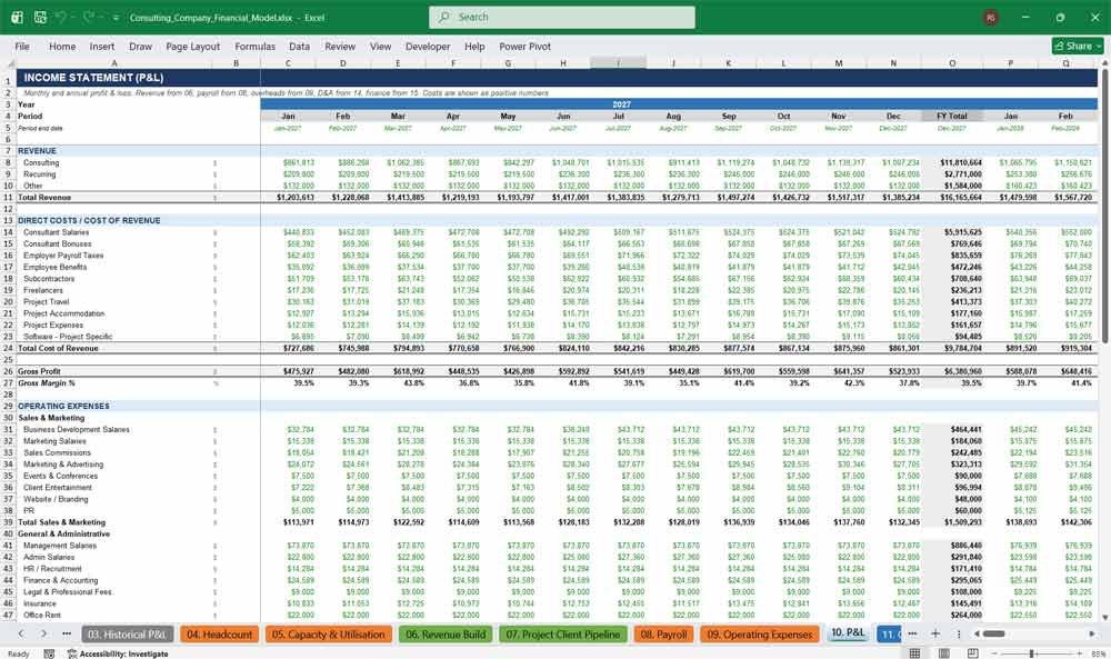 Consulting Agency Income Statement
