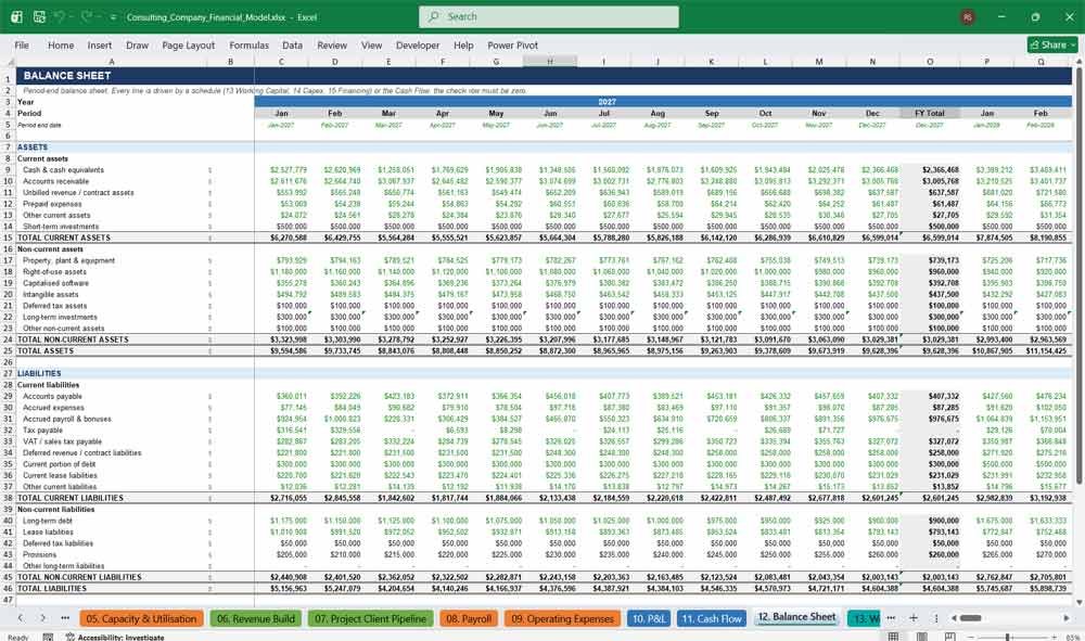 Consulting Agency Cash Flow Statement Excel