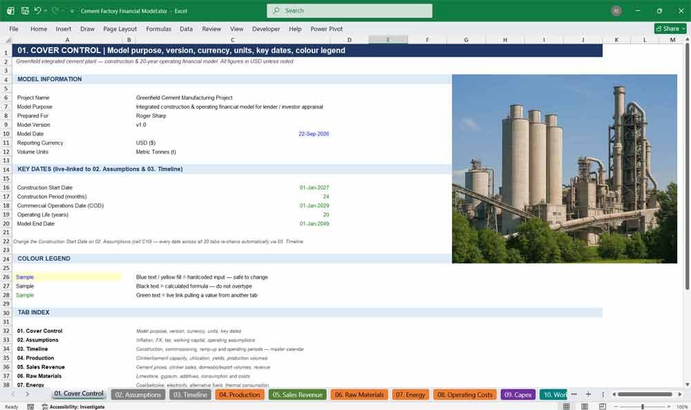 Cement Factory Financial Model Template