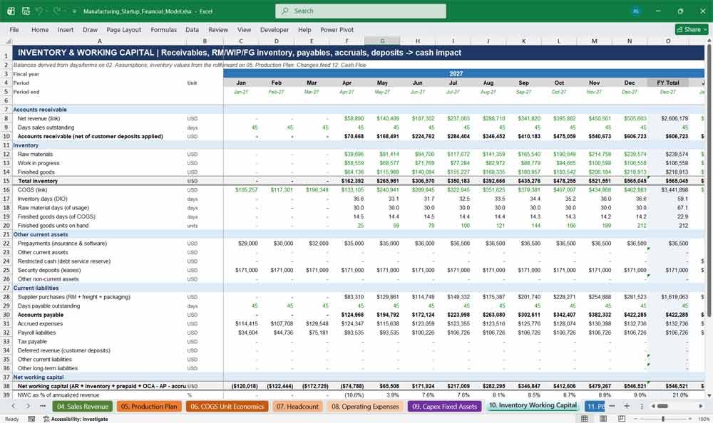 Start up Financial Statements Excel