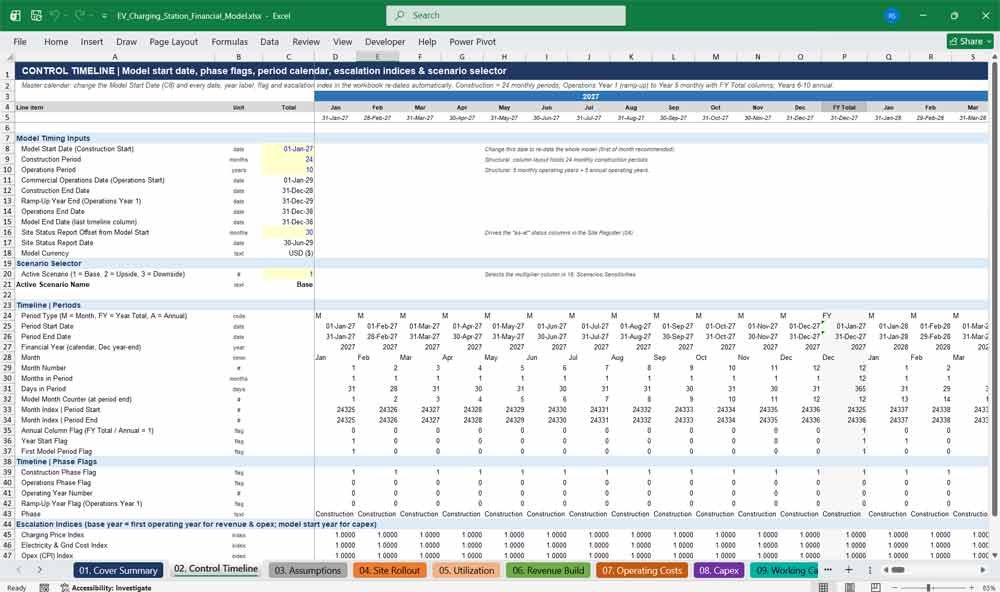 EV Charging Station Financial Model Template Excel