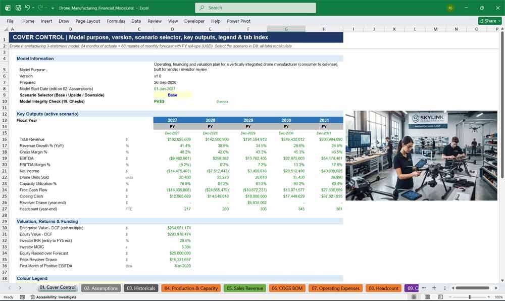 Drone Manufacturing Financial Model Template (2026 Excel)