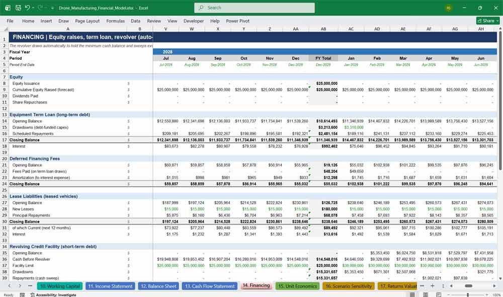 Drone Manufacturer Financial Model Template (2027 Excel)