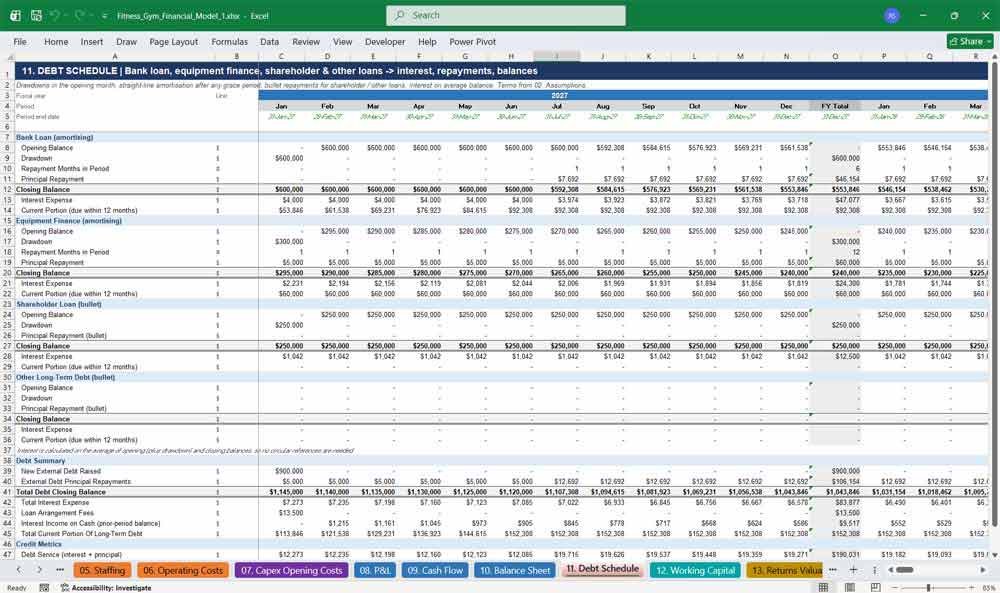 Weight Lifting Gym Financial Model Template Excel