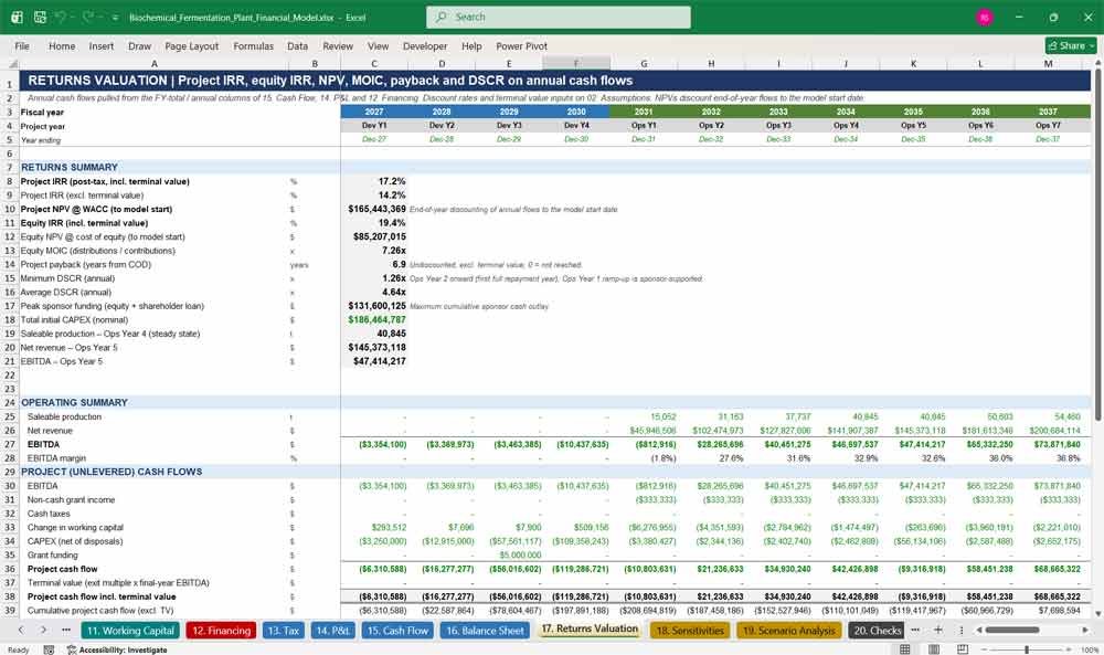 Biochemical Fermentation Plant Financial Statements Template