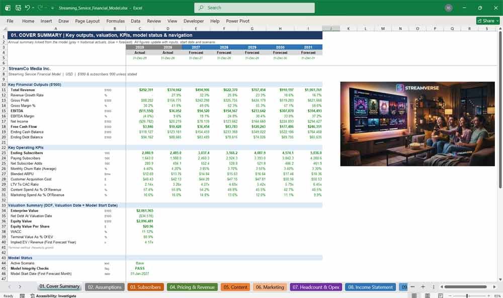 Streaming Service Financial Model Template