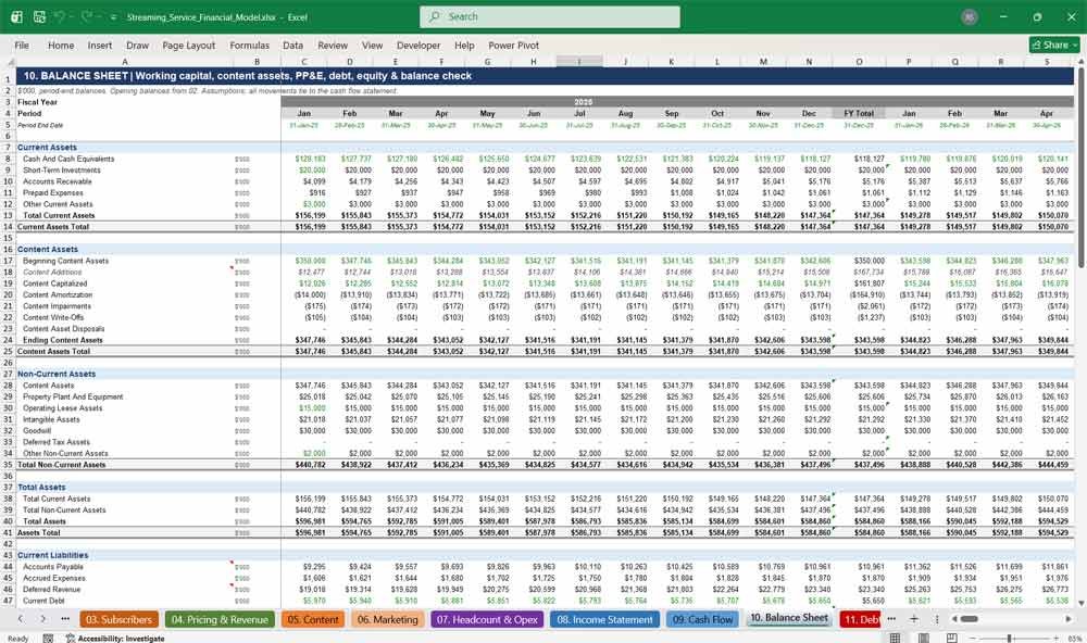 Online Streaming Service Financial Model Template