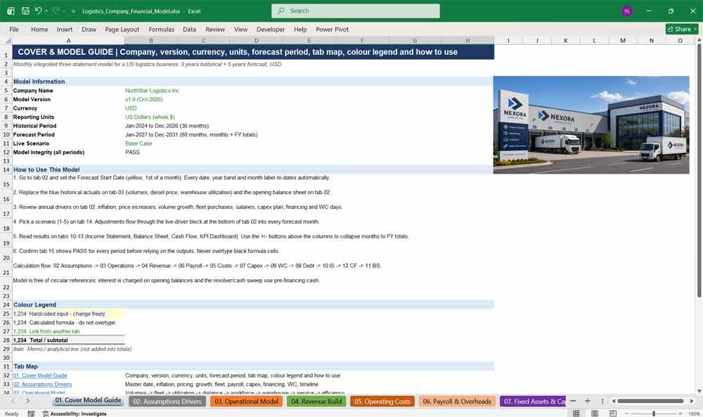 Logistics Company Financial Model Excel Template