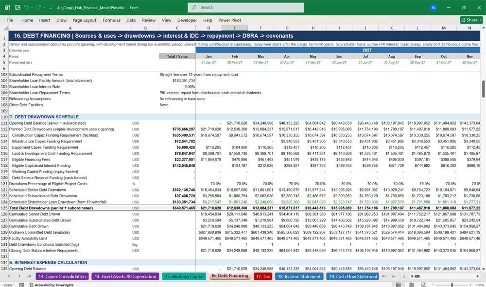Air Cargo Hub Financial Model Excel Template
