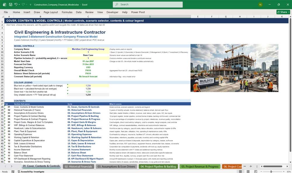 Construction Company Financial Model Template