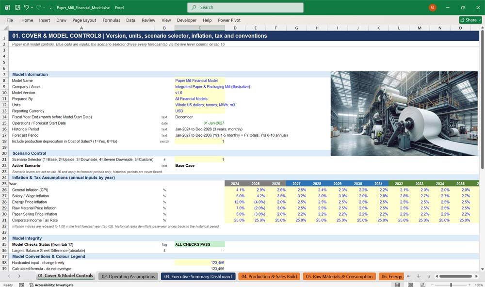 Paper Mill Financial Model Excel Template